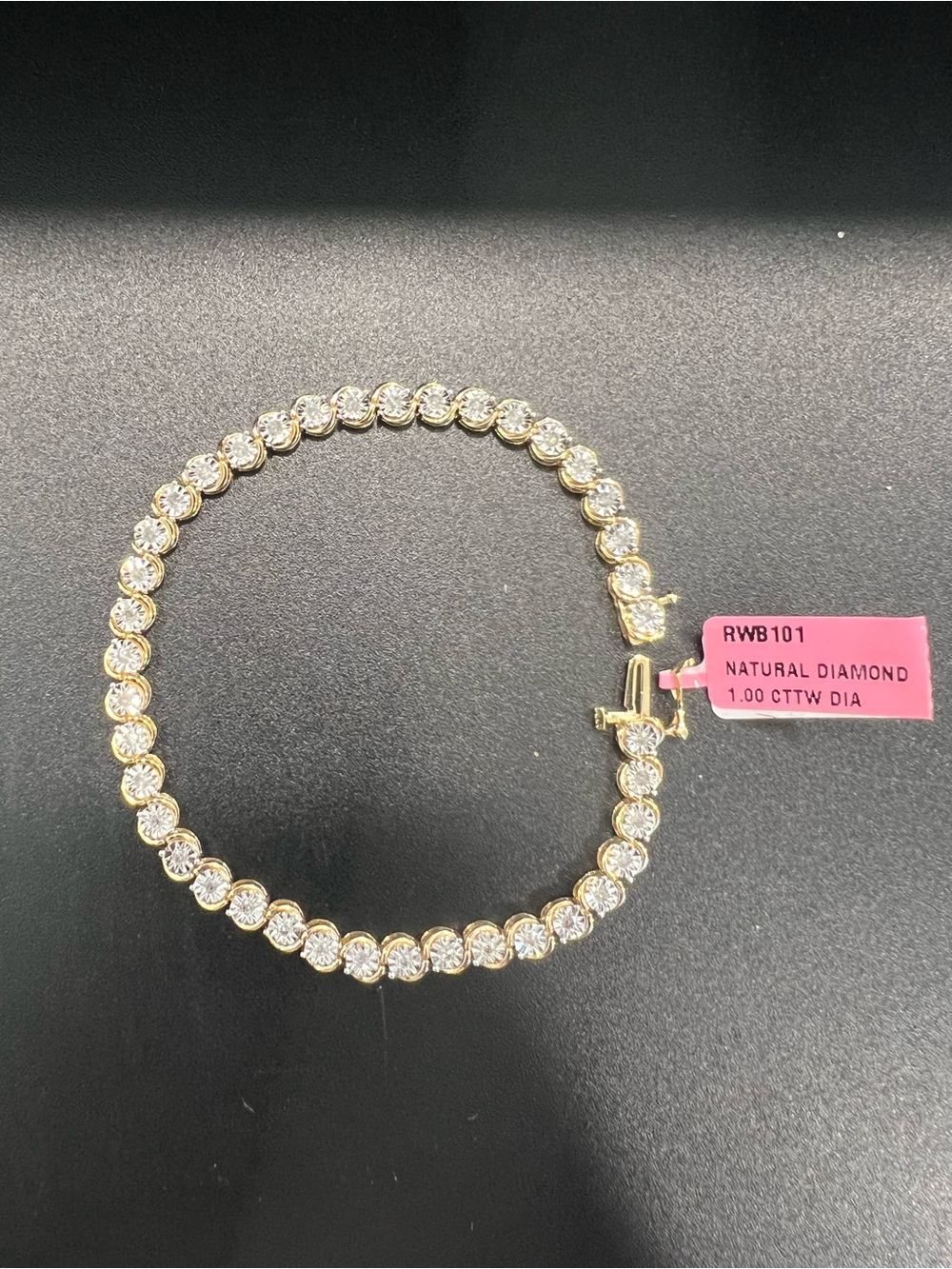 14KT over Sterling Silver 925 Tennis Bracelet Natural Diamond 1.00ct, 7.5in
